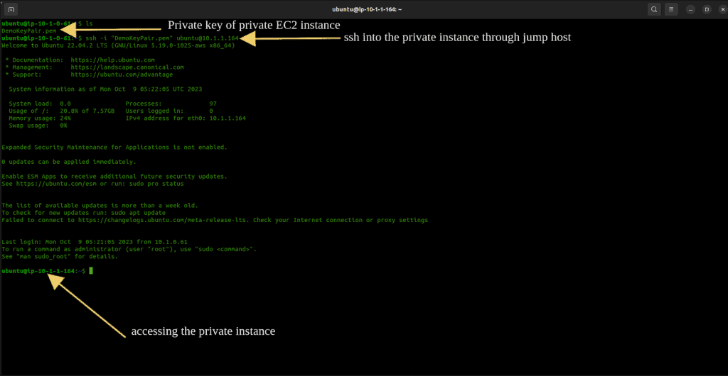 Accessing private instances from the jump host