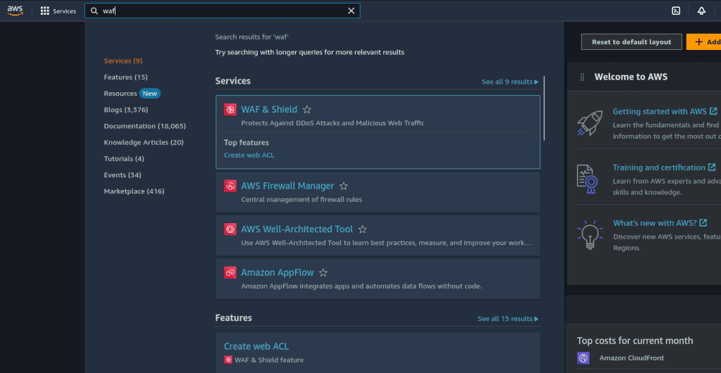 Accessing WAF 
