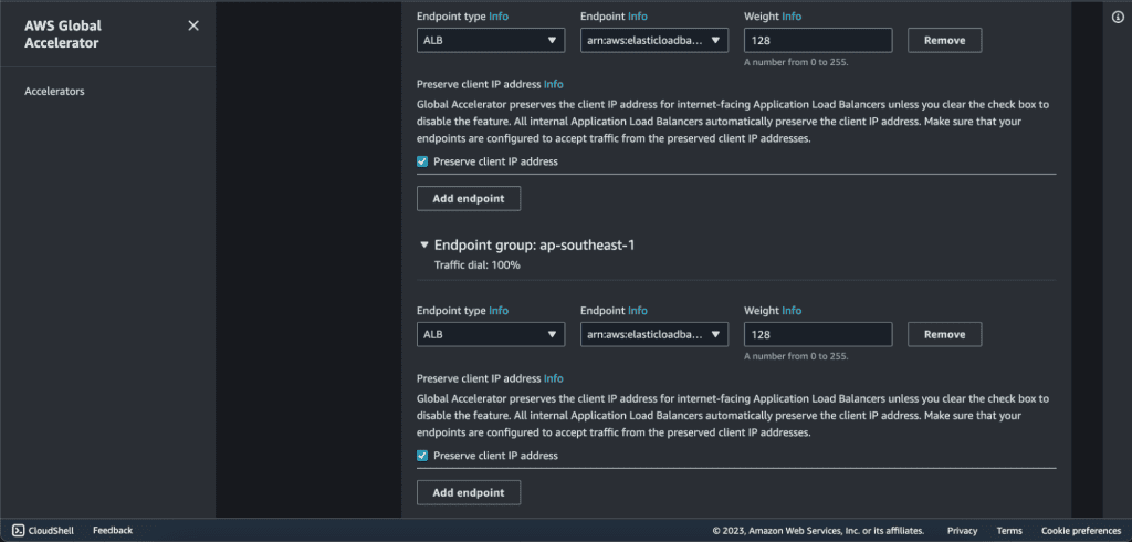 Adding ALB endpoint in second endpoint group