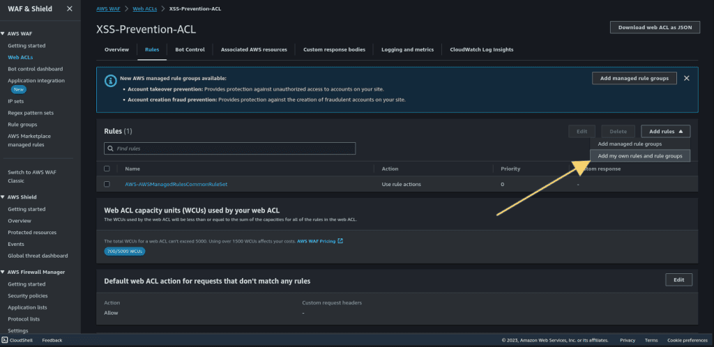 Adding the custom rules and rule groups