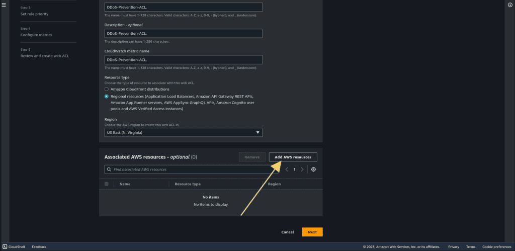 Adding ddos acl AWS resources