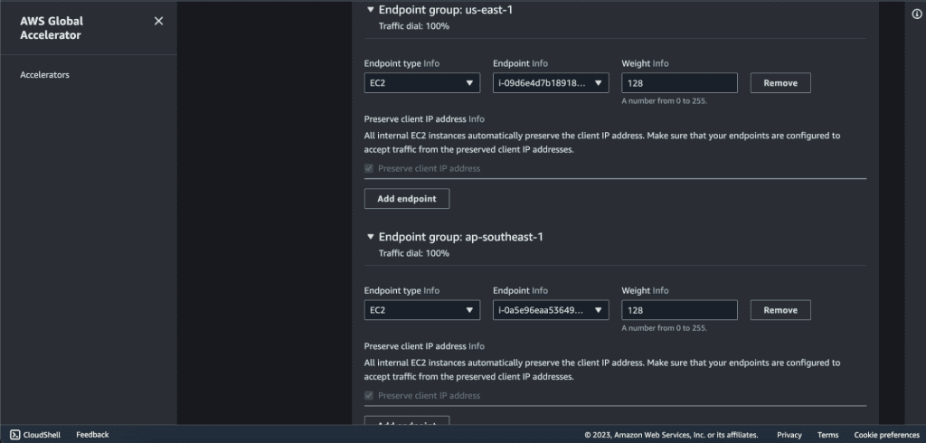 Adding EC2 endpoint in second endpoint group
