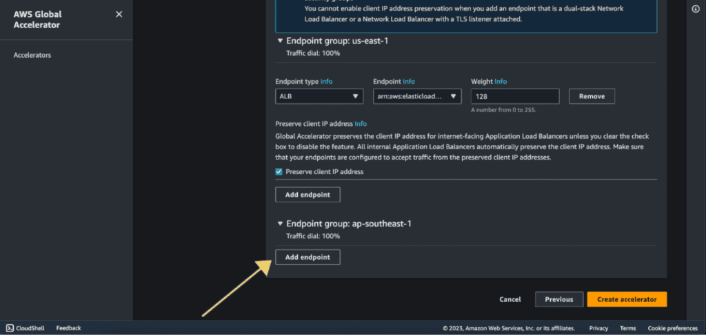 Adding endpoint for ALB in second endpoint group