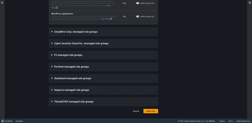 Adding the sql injection rule