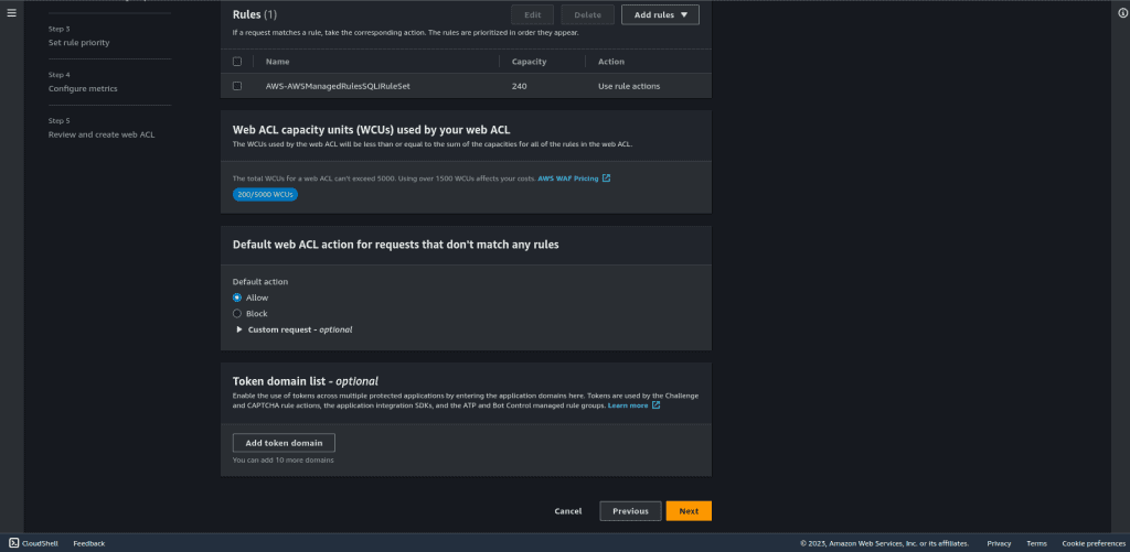 Adding the sql injection rule and rule groups