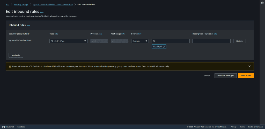 Allowing ping command to the private subnet