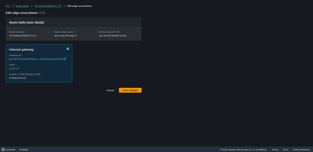 Attaching the Internet gateway