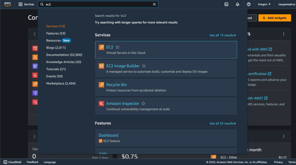 Screenshot showing Accessing EC2