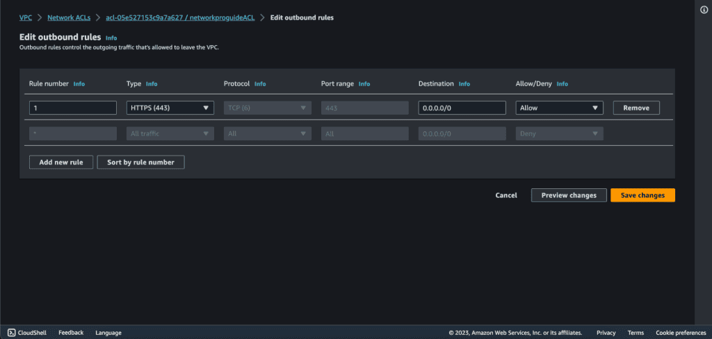 Screenshot showing Adding the rules and saving changes 