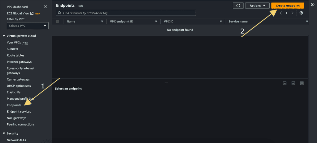 Screenshot showing Creating endpoint