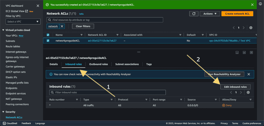 Screenshot showing Editing the inbound rules