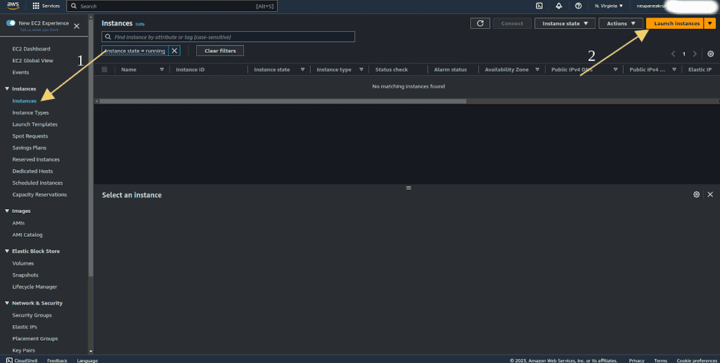 Screenshot showing Launching instances 