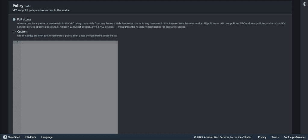 Screenshot showing Selecting endpoint policy