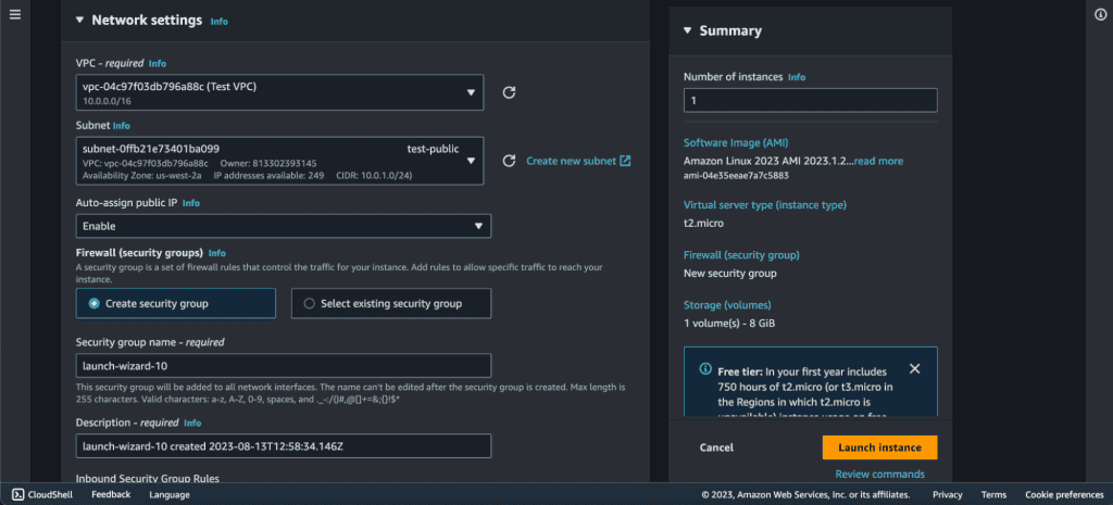 Screenshot showing Selecting public subnet while launching ec2