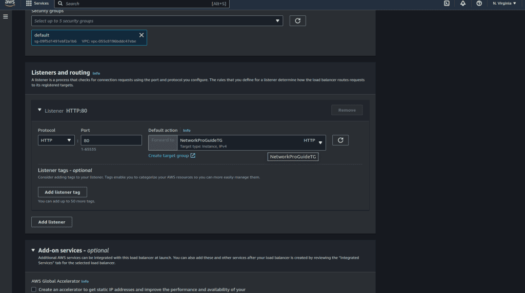 Screenshot showing Selecting target group