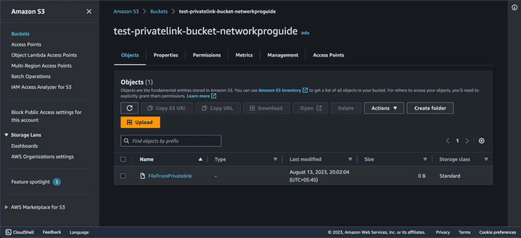 Screenshot showing Viewing the file from the S3 bucket