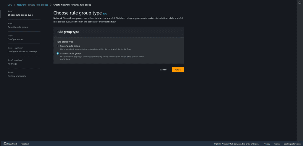 Choosing the rule group type