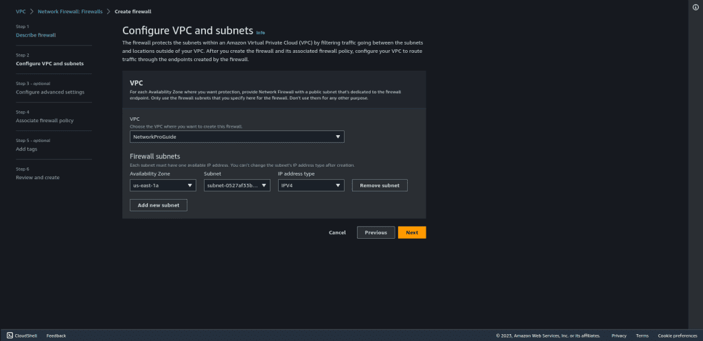 Configuring VPC and Subnet