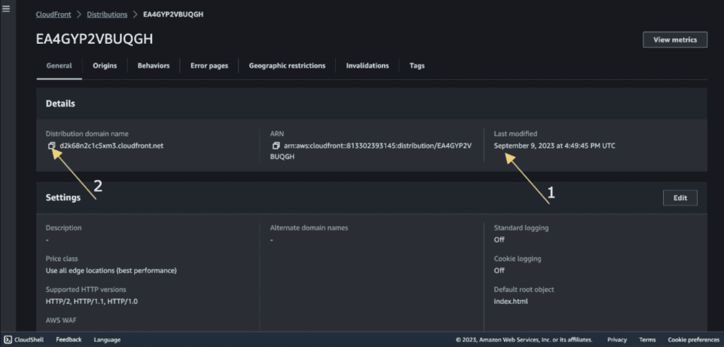 Copying the distribution domain name 