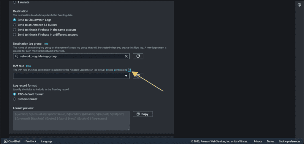 Screenshot showing Creating a new IAM role in AWS.