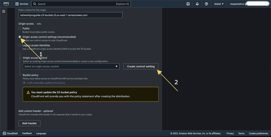Creating Origin Access Control