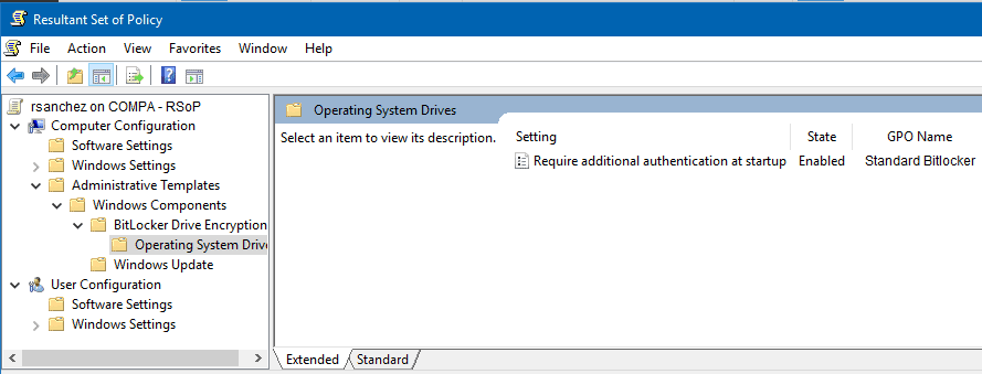 Screenshot showing evaluating rsop windows 10