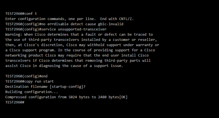 How to force a Cisco Catalyst switch to use a 3rd party sfp and stop errdisabling the port.