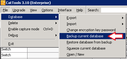 Screenshot showing kiwi cattols database backup migration