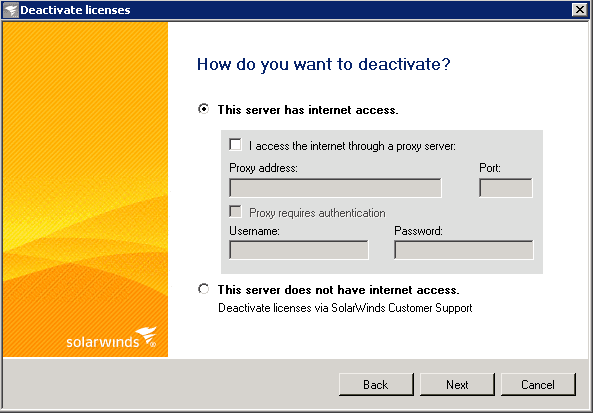 Screenshot showing kiwi cattols license manager deactivate internet access