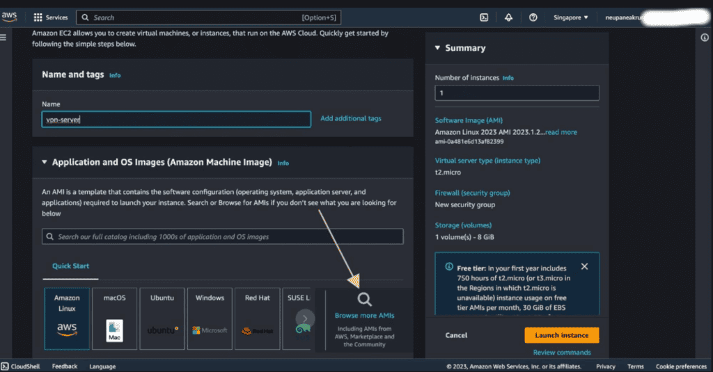 Screenshot showing browsing the OpenVPN AMI