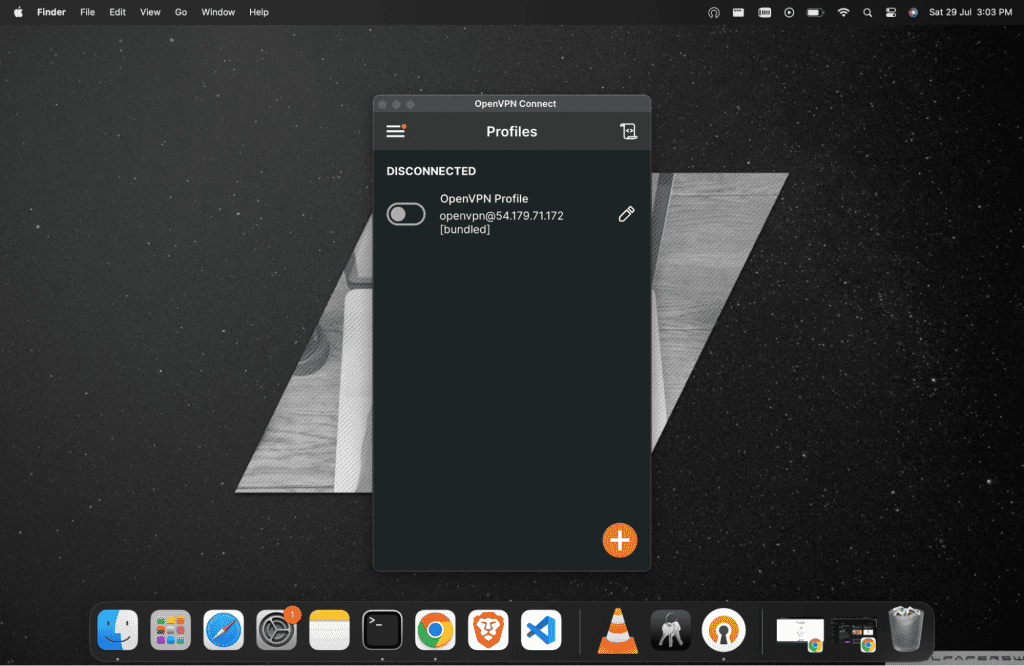 Screenshot showing opening the OpenVPN application