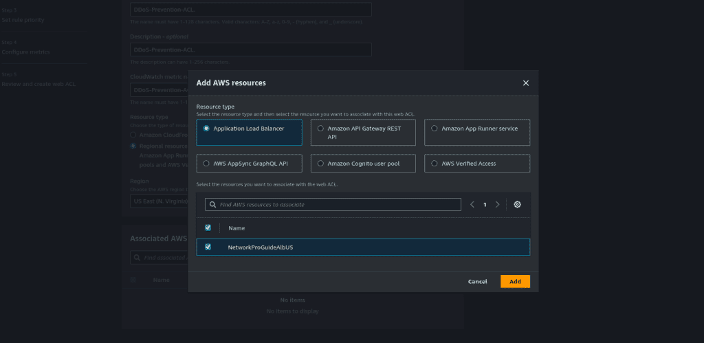 Selecting the ALB for ddos rules