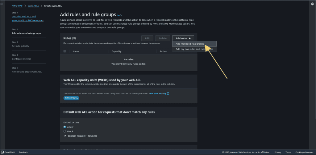 Selecting AWS-managed rule groups