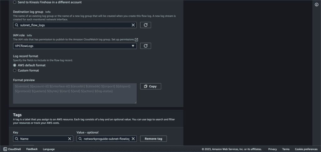 Screenshot showing Selecting the IAM role in AWS.