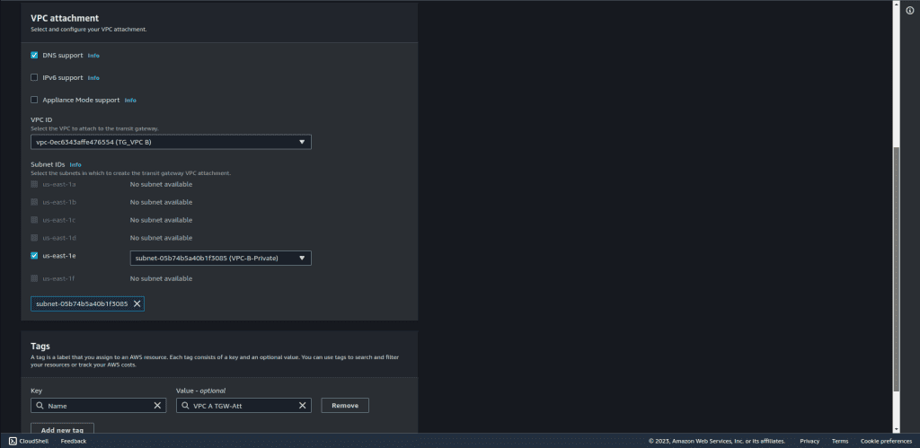 Selecting the VPC B