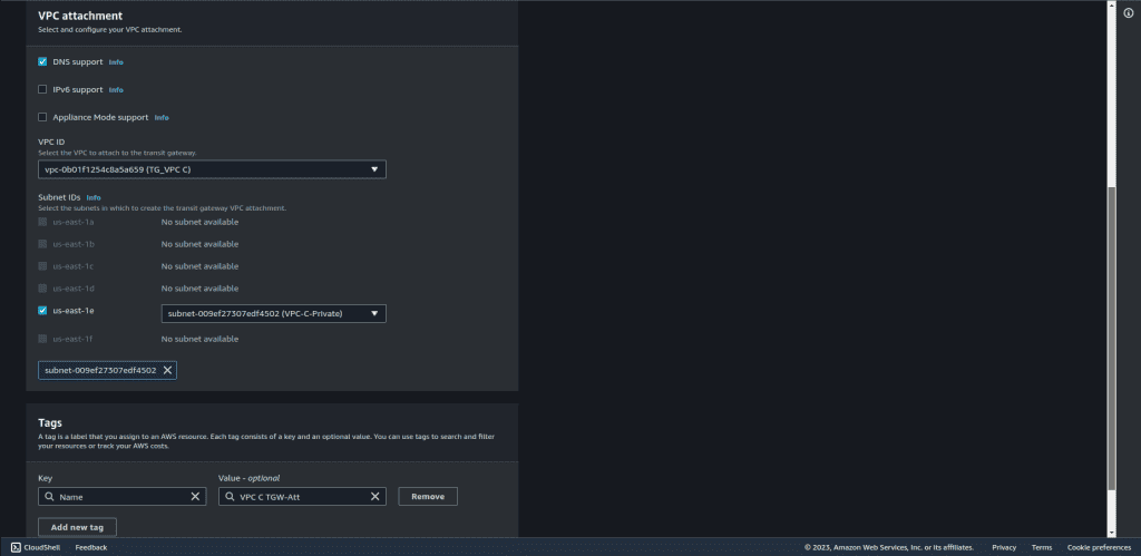 Selecting the VPC C
