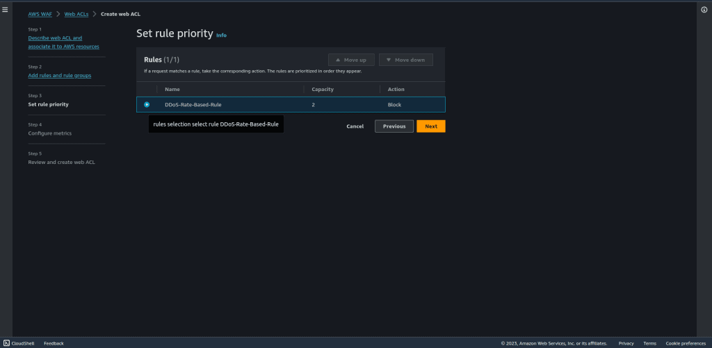 Setting up the ddos rule priority