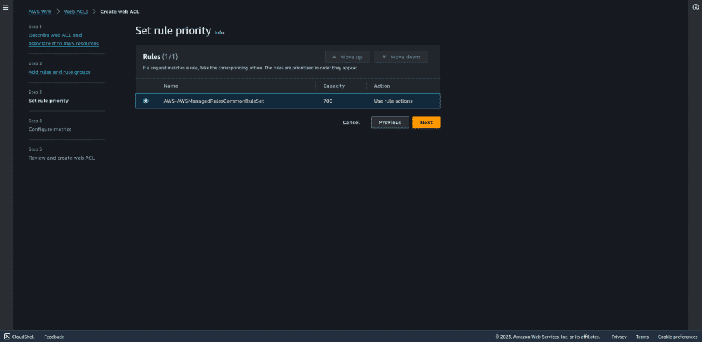 Setting up the rule priority