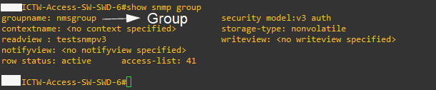 Screenshot showing show snmp group information 1