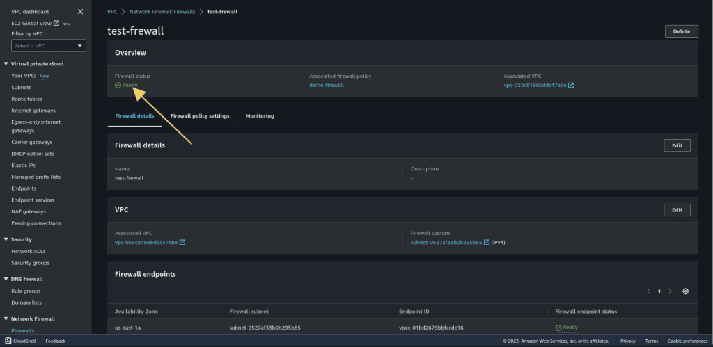 Status of the firewall