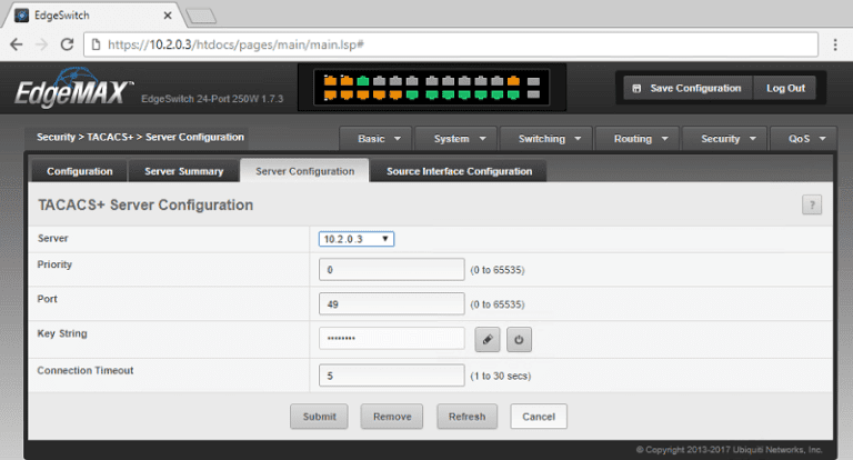 How to Configure TACACS+ on Ubiquiti EdgeSwitch with ISE 2.4