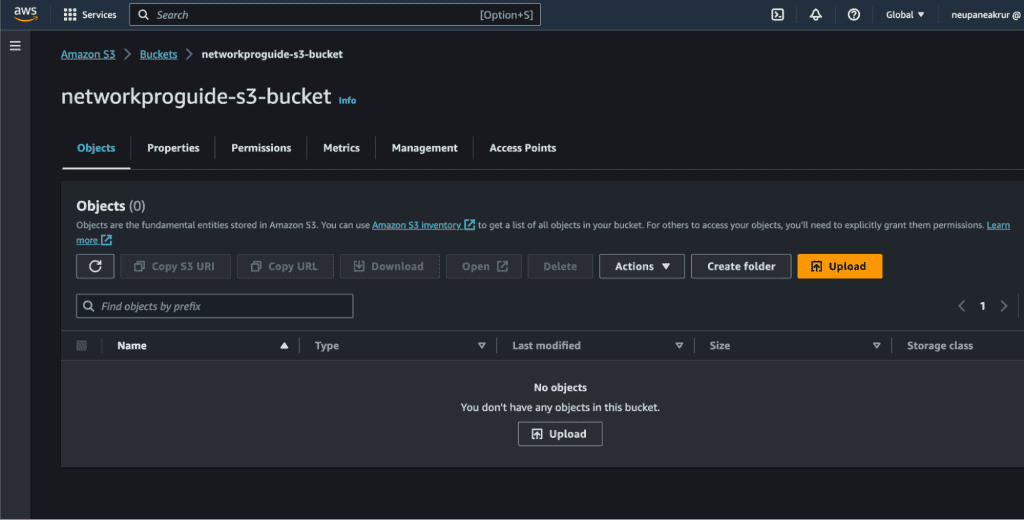 Uploading objects in S3 bucket 