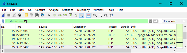 wireshark filter by info